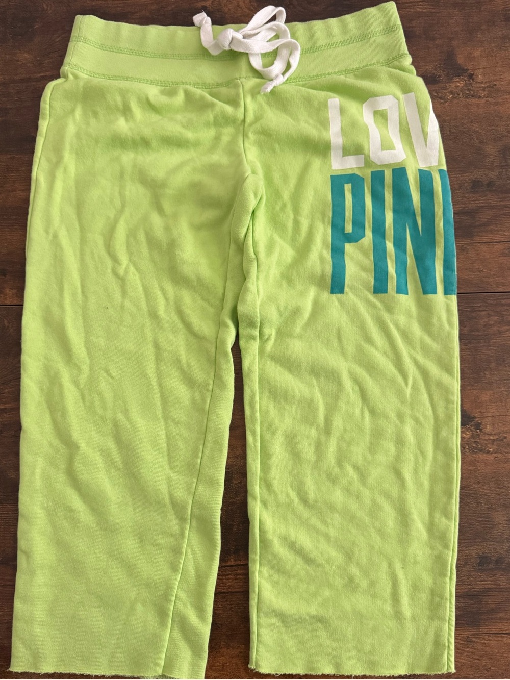 PINK Victoria's Secret Neon Lime Green Crop Pants